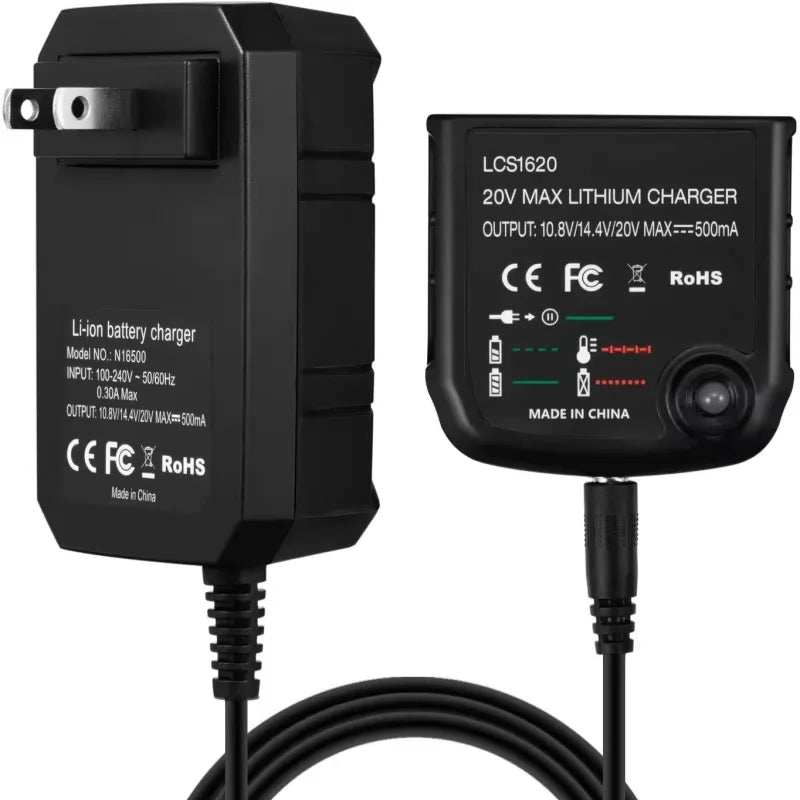 Chargeur de Batterie Li-ion Black & Decker 20V – Compatible LBXR20, LB20, LBX20