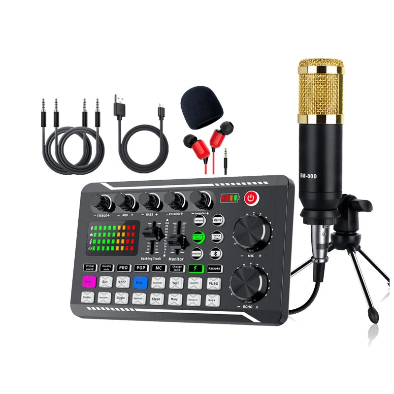 TisNite F998 – Kit Carte Son USB + Micro à Condensateur, Mixage Vocal Live, Studio & Streaming