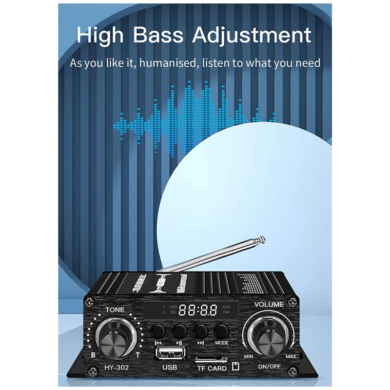 MEOF – Mini Amplificateur Bluetooth 5.0 2 Canaux Hi-Fi 12V, Récepteur FM USB Maison & Voiture