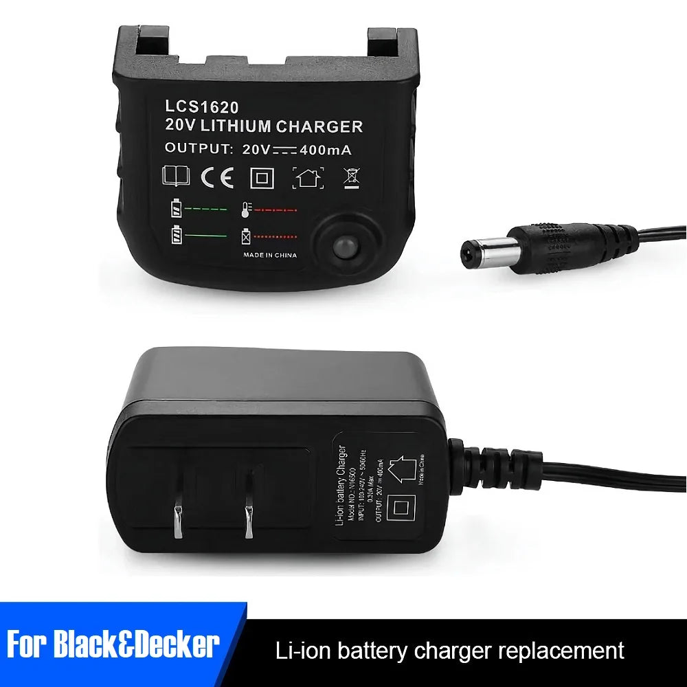 Chargeur de Batterie Li-ion Black & Decker 20V – Compatible LBXR20, LB20, LBX20
