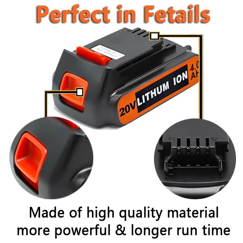 Batterie Li-ion 20V compatible Black & Decker – LBXR20 / LB20 / BL2018 – 3,0 à 8,0 Ah