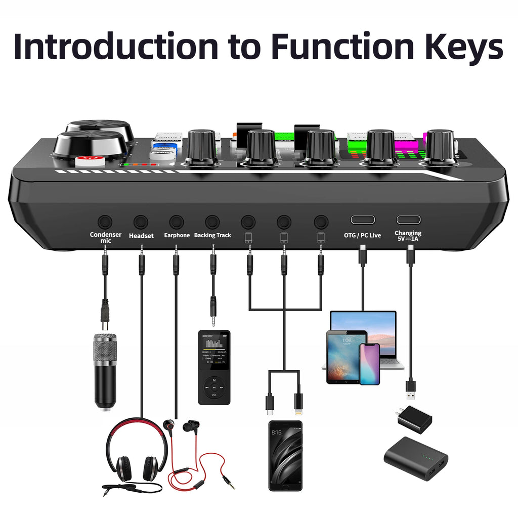 TisNite F998 – Kit Carte Son USB + Micro à Condensateur, Mixage Vocal Live, Studio & Streaming