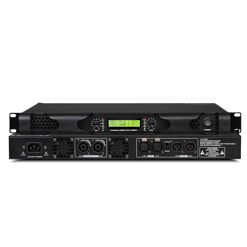 NILUNWEI DGA-19 – Amplificateur de Puissance Numérique 1U 2×600W, 2 Canaux, Scène & DJ