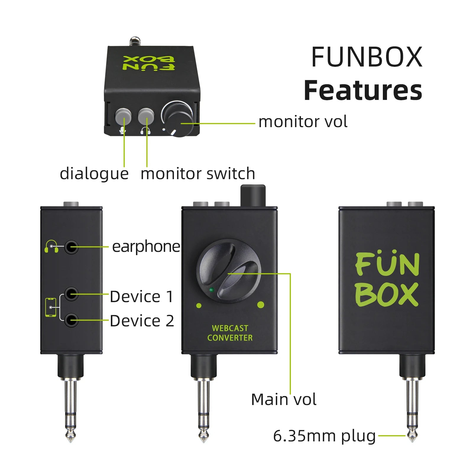 IKGE FUNBOX – Adaptateur de Mixage DJ Live, Smartphone, PC & Laptop, Karaoké & Enregistrement
