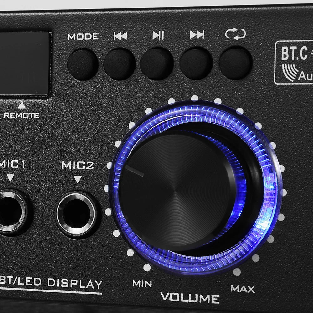 Woopker AK45 Pro – Amplificateur Numérique HiFi 2.0 Bluetooth | 50W×2 · 820W Max | FM · USB | Maison · Voiture · Karaoké