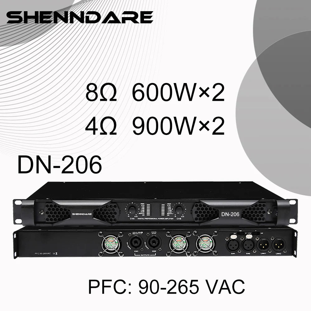 Shenndare DN-2100/DN-4100 – Ampli Puissance Classe D 1U, 2/4 Canaux, jusqu’à 4×1800W, Line Array DJ Scène KTV