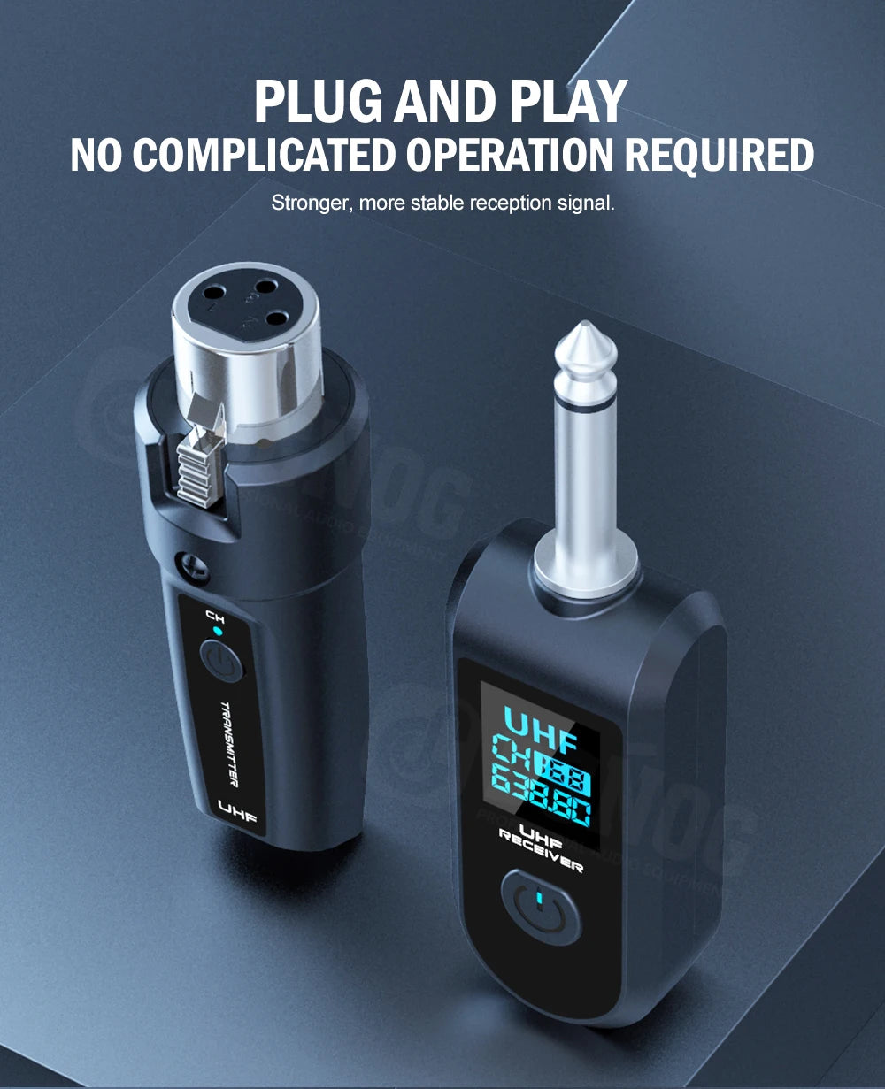 DGNOG – Système Micro Sans Fil UHF XLR, Émetteur-Récepteur pour Micro Dynamique & Guitare